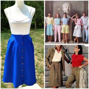 Authentic early 80's royal blue button front skirt